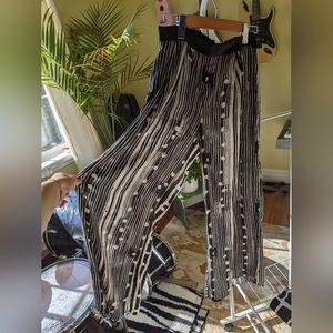 Black and white pants with funky design